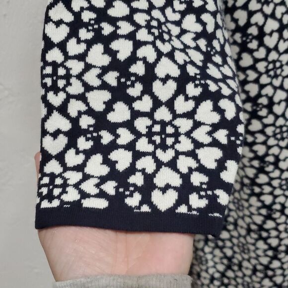 Boden Black and White Sweater Dress with Heart Floral Pattern - Picture 8 of 13